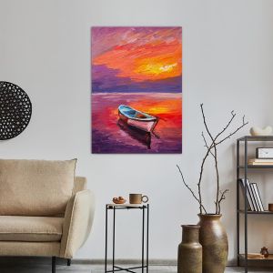 Πίνακας σε καμβά ψαρόβαρκα, Boat on the sea 2