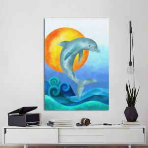 Πίνακας σε καμβά Δελφίνι στον ήλιο, The jump of the dolphin I
