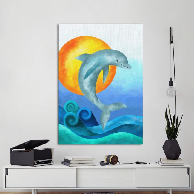 Πίνακας σε καμβά Δελφίνι στον ήλιο, The jump of the dolphin I