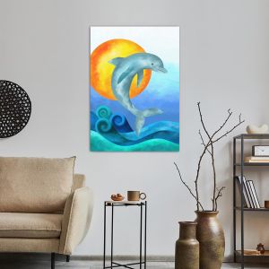 Πίνακας σε καμβά Δελφίνι στον ήλιο, The jump of the dolphin I 2