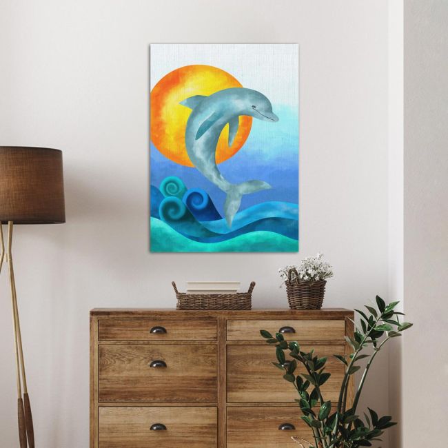 Πίνακας σε καμβά Δελφίνι στον ήλιο, The jump of the dolphin I