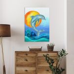 Πίνακας σε καμβά Δελφίνι στον ήλιο, The jump of the dolphin I