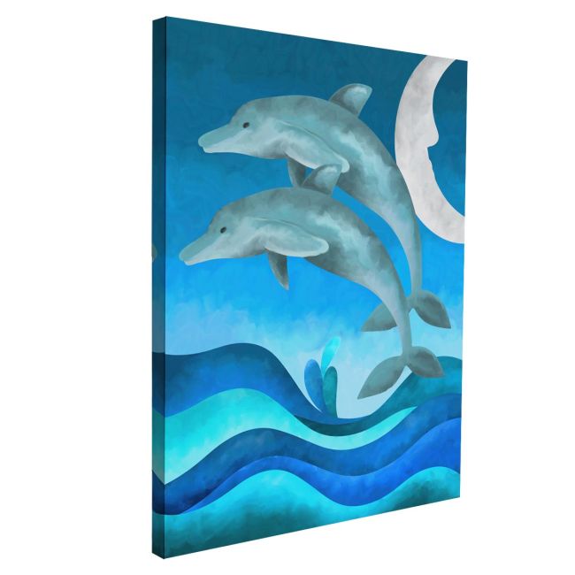 Πίνακας σε καμβά Δελφίνια στο φεγγάρι, The jump of the dolphin II