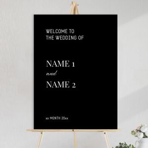 Πίνακας καλωσόρισμα γάμου, minimal black