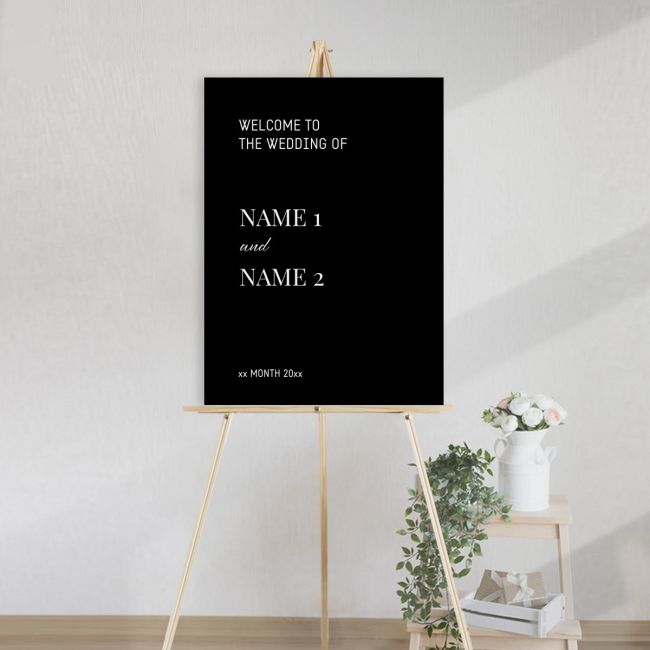 Πίνακας καλωσόρισμα γάμου, minimal black