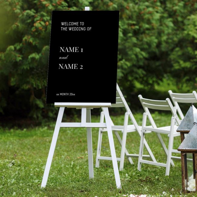 Πίνακας καλωσόρισμα γάμου, minimal black