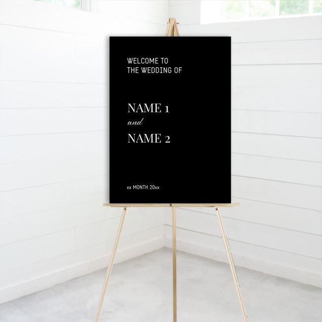 Πίνακας καλωσόρισμα γάμου, minimal black