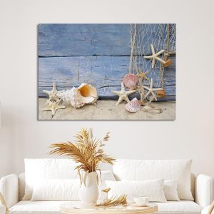 Πίνακας σε καμβά κοχύλια και αστερίες, Nautilus and starfish