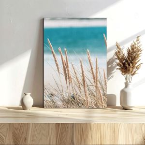 Dried reeds, turquoise sea V, poster