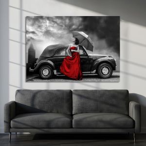 Canvas print Red lady vintage