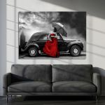 Canvas print Red lady vintage
