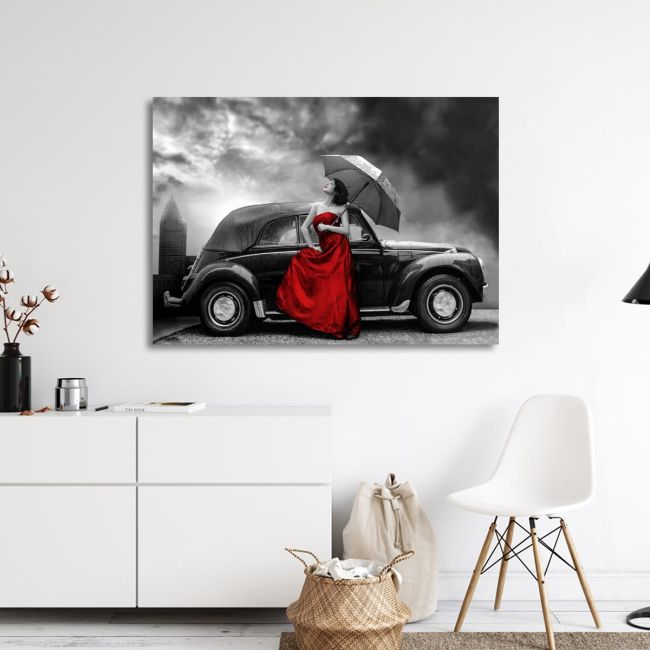 Canvas print Red lady vintage