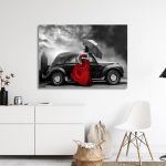 Canvas print Red lady vintage
