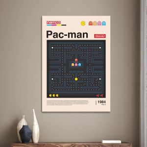 Pac Man poster Poster with black frame, minimal style