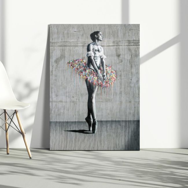 Πίνακας σε καμβά Μπαλαρίνα Street art ballerina II Καμβάς τελαρωμένος, minimal στυλ