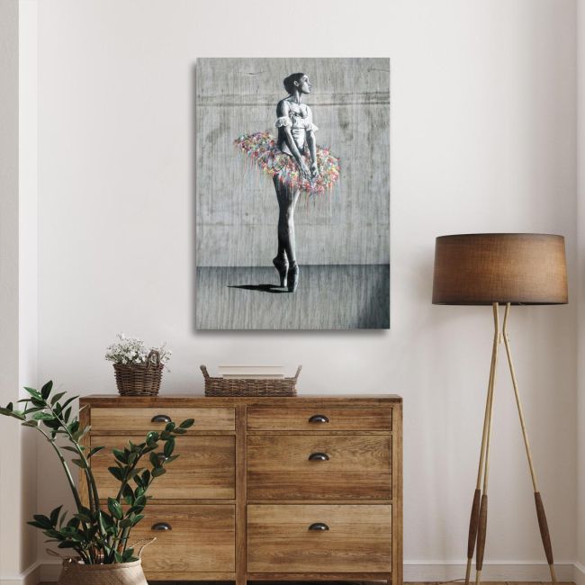 Πίνακας σε καμβά Μπαλαρίνα Street art ballerina II Καμβάς τελαρωμένος, διακόσμηση τοίχου