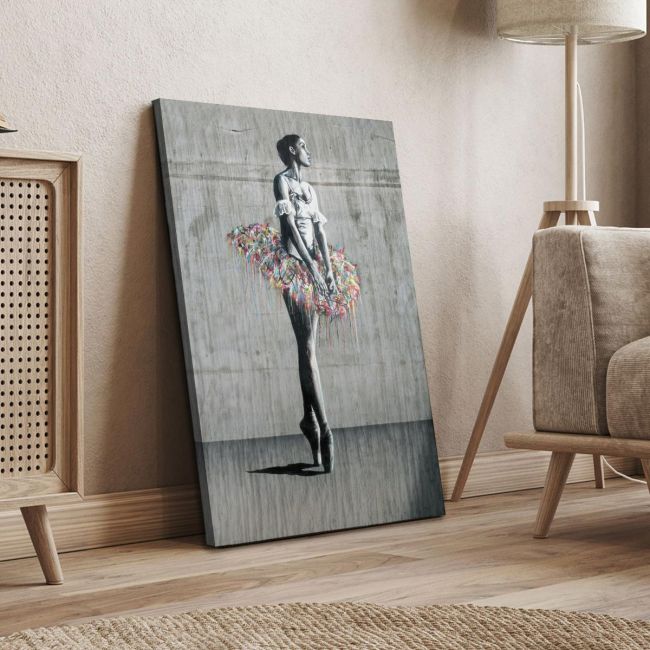 Πίνακας σε καμβά Μπαλαρίνα Street art ballerina II Καμβάς τελαρωμένος, κοντινή λεπτομέρεια