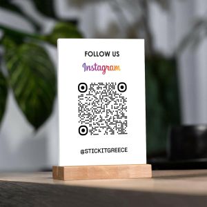 Sign plexiglass white, QR code, rate us at google