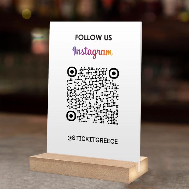 Sign plexiglass white, QR code, rate us at google