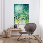 Cats town at night canvas print Framed canvas, room application