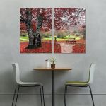 Πίνακας σε καμβά Red leaves, δίπτυχος