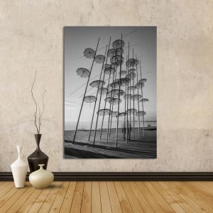 Canvas print Thessaloniki, Umbrellas of Thessaloniki, black and white