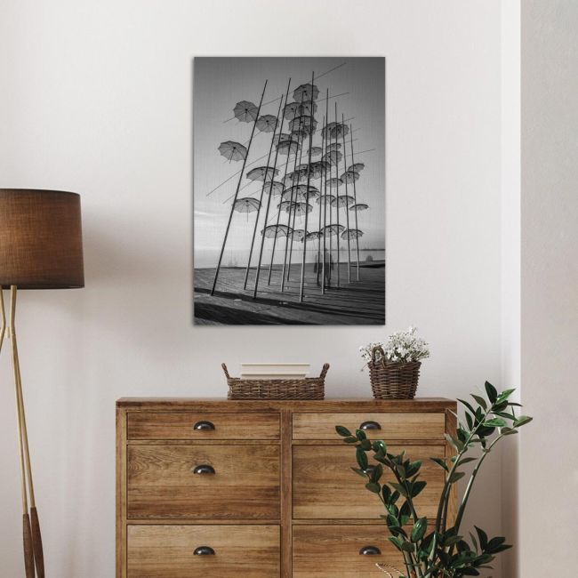 Canvas print Thessaloniki, Umbrellas of Thessaloniki, black and white