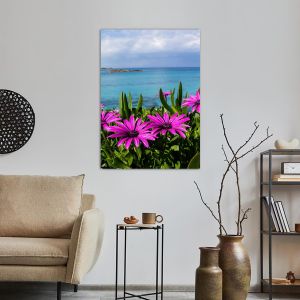 Canvas print Purple wild flowers on beach 2