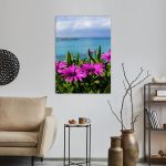 Canvas print Purple wild flowers on beach