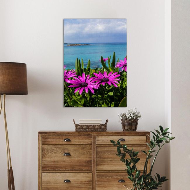 Canvas print Purple wild flowers on beach