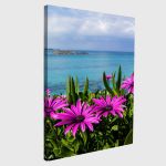 Πίνακας σε καμβά Purple wild flowers on beach
