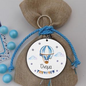 Wooden figure printed Watercolor balloon with name blue Printed wood (mdf), minimal style 2
