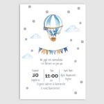 Baptism invitation Watercolor balloon with name blue 14x19, interior design
