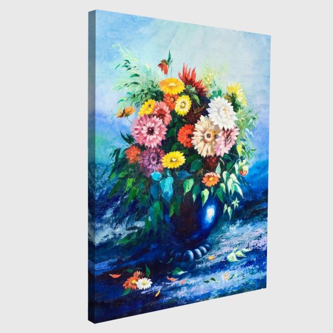 Πίνακας σε καμβά μπουκέτο σε βάζο, Bouquet of wild flowers in a vase