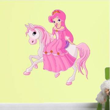 Αυτοκόλλητα τοίχου παιδικά Πριγκίπισσα στο άλογο της