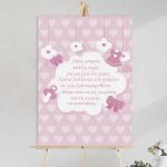 Πίνακας βάπτισης με στιχάκι, Cute pink theme