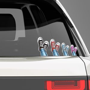 Αυτοκόλλητο αυτοκινήτου Family Shoes On Board επιλογή χαρακτήρων, διακόσμηση τοίχου