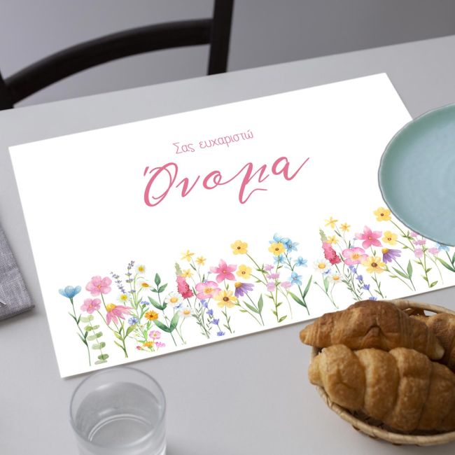 Σουπλά μιας Χρήσης Ανοιξιάτικα λουλούδια minimal pinks Χαρτί 120 γρ, εφαρμογή στον χώρο