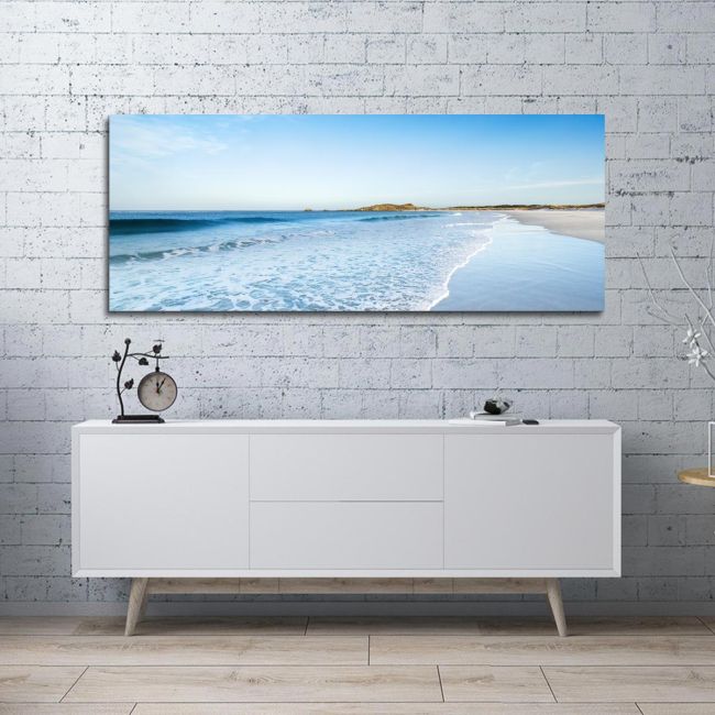 Πίνακας σε καμβά Blue beach I, πανοραμικός