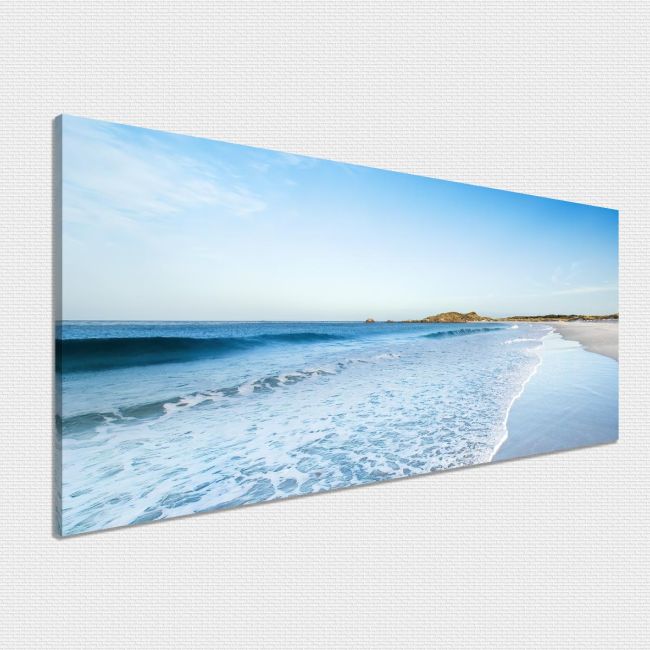 Canvas print Blue beach I, panoramic