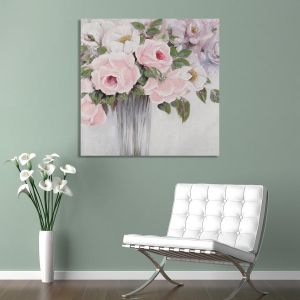 Πίνακας σε καμβά Pink roses in vase I