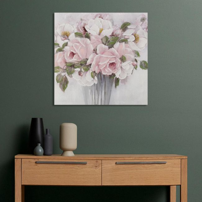 Πίνακας σε καμβά Pink roses in vase