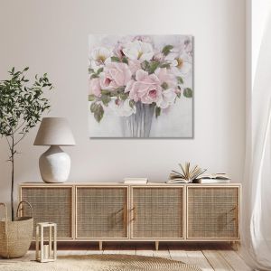 Canvas print Pink roses in vase 2