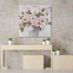 Canvas print Pink roses in vase