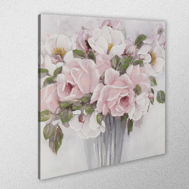 Πίνακας σε καμβά Pink roses in vase