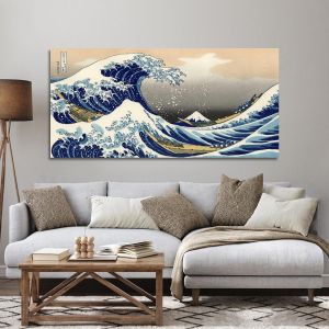 Πίνακας ζωγραφικής The great wave off Kanagawa, K. Hokusai, πανοραμικός
