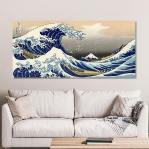 Πίνακας ζωγραφικής The great wave off Kanagawa, K. Hokusai, πανοραμικός 2