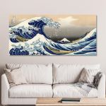 Πίνακας ζωγραφικής The great wave off Kanagawa, K. Hokusai, πανοραμικός