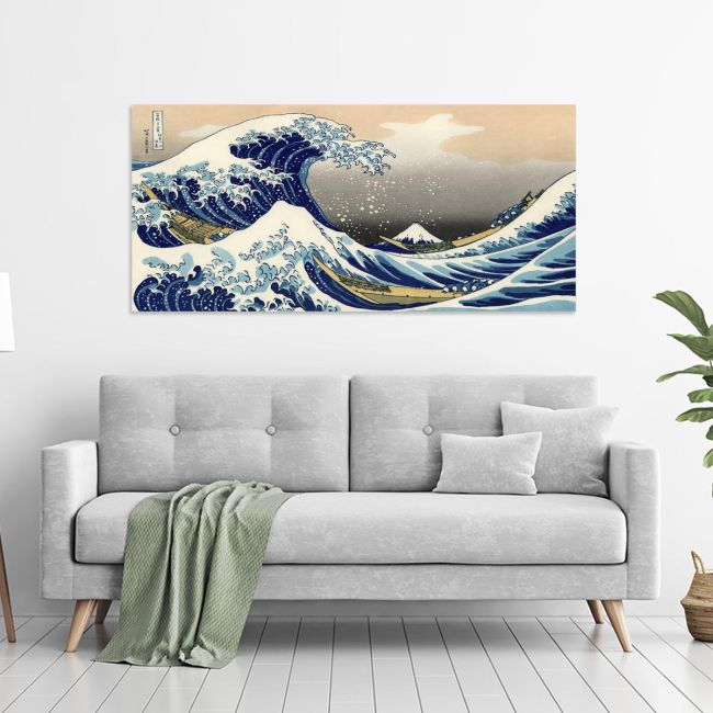 Πίνακας ζωγραφικής The great wave off Kanagawa, K. Hokusai, πανοραμικός