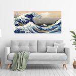 Canvas print The great wave off Kanagawa, K. Hokusai, panoramic